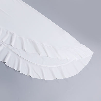 White Dresses | 3D Floral White Halter Ruffles Dress