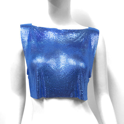 Mermaidcore Outfits | Sequined Holographic Iridescent Crop Top Vest