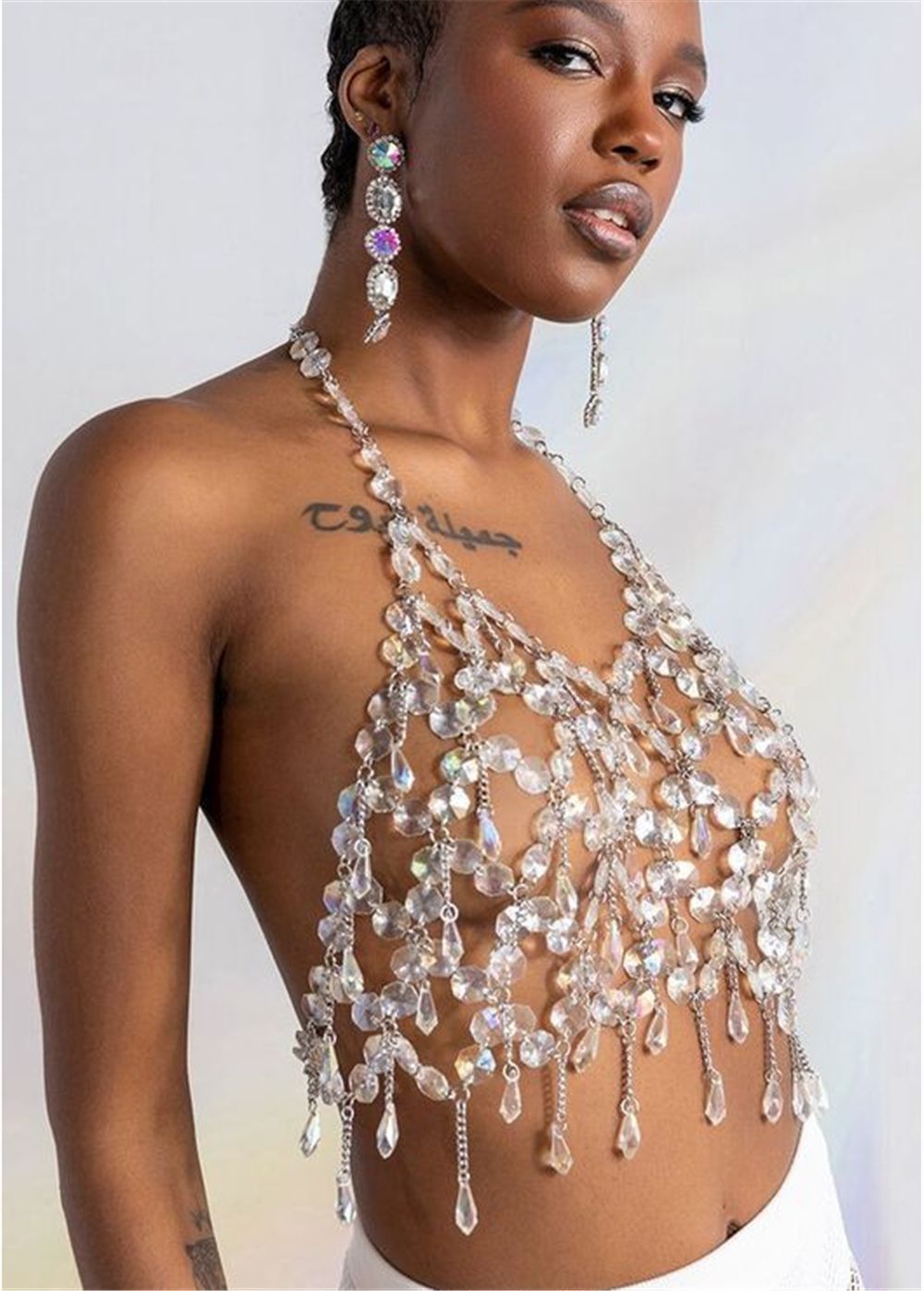 Euphoria Outfits | Shiny Crystal Aesthetic Pendant Halter Vest