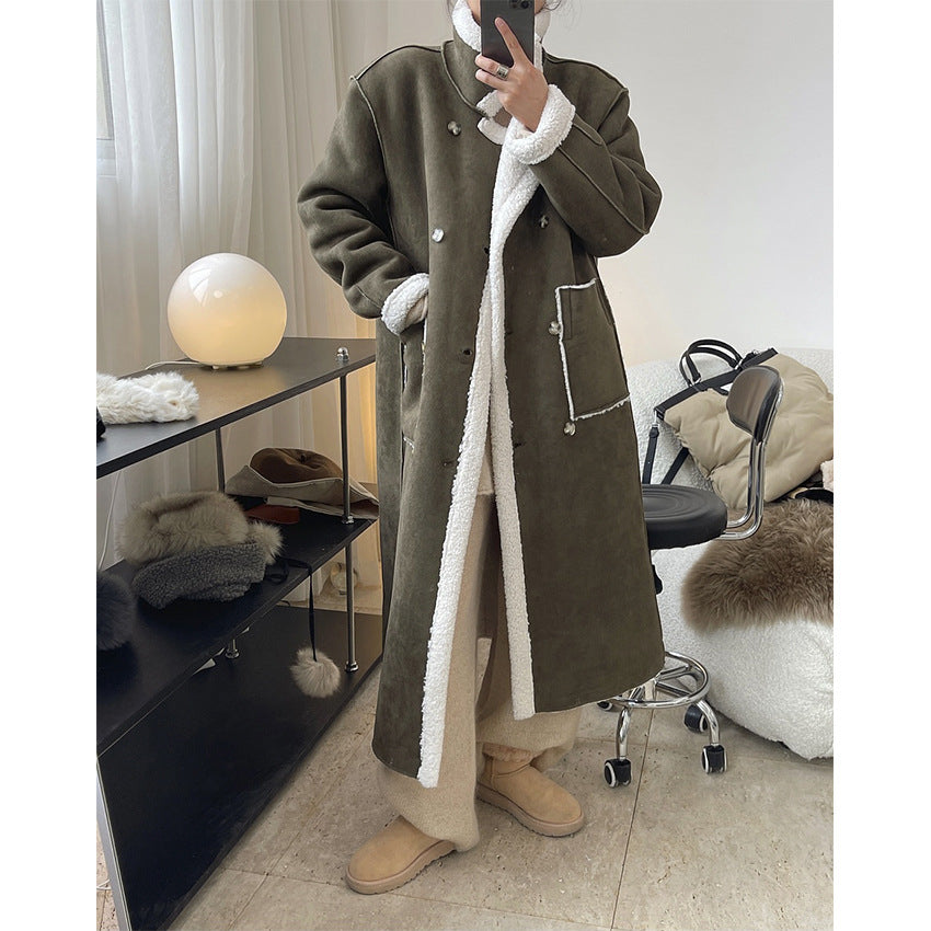 Chic Outfits | Heavy Lamb Wool Coat Reversible Long Coat