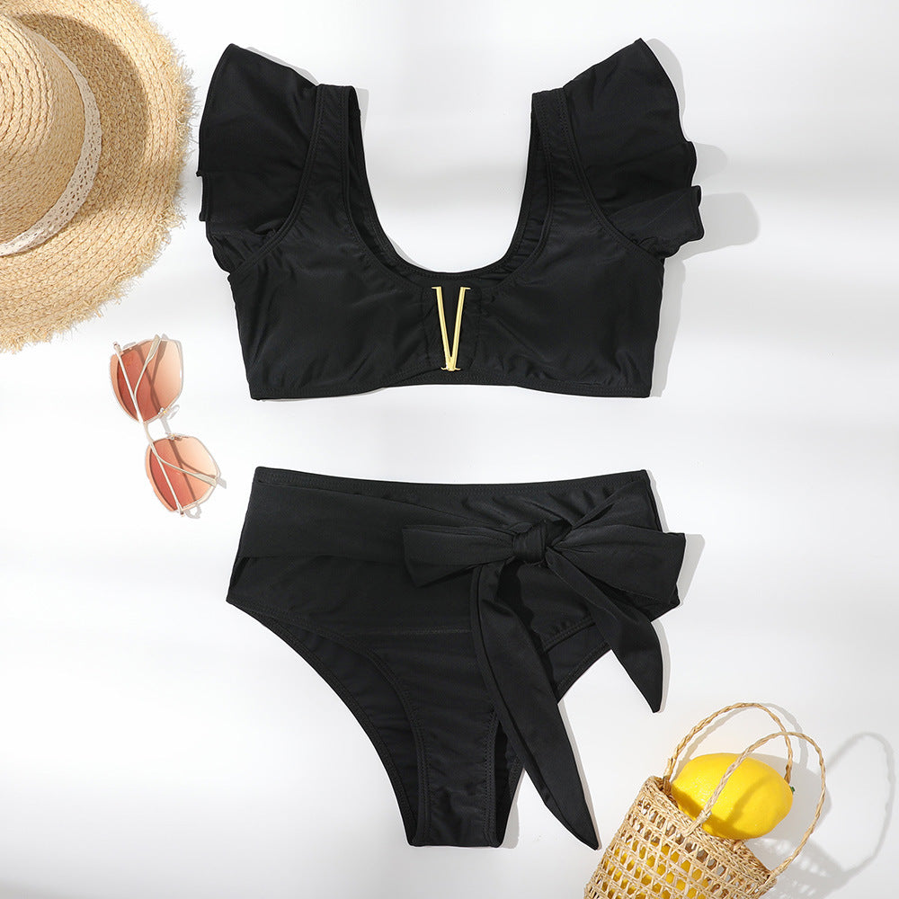 Last Resort Outfit | Black Aesthetic High Waist Ruffle Bikini