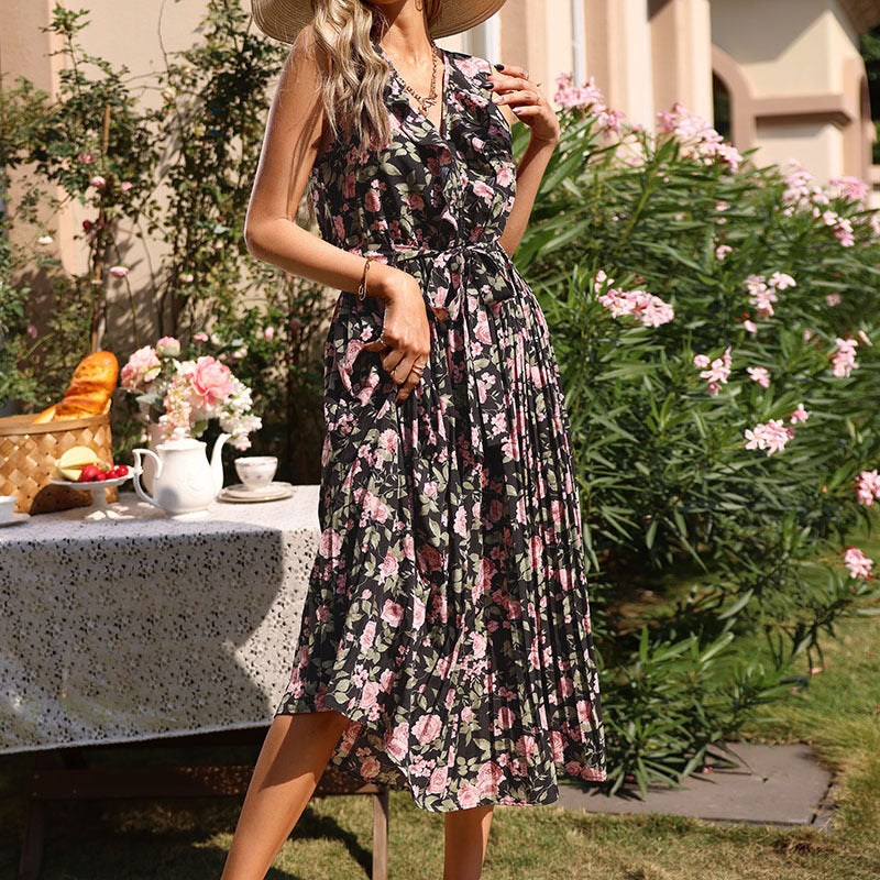 Floral Dress | Black and Pink Floral Print Sundress