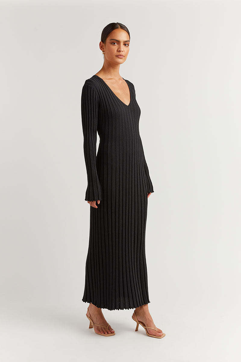 Winter Dresses | Knitted Cotton Long Sleeve Maxi Dress S / Black Winter Dresses | Knitted Cotton Long Sleeve Maxi Dress S / Black