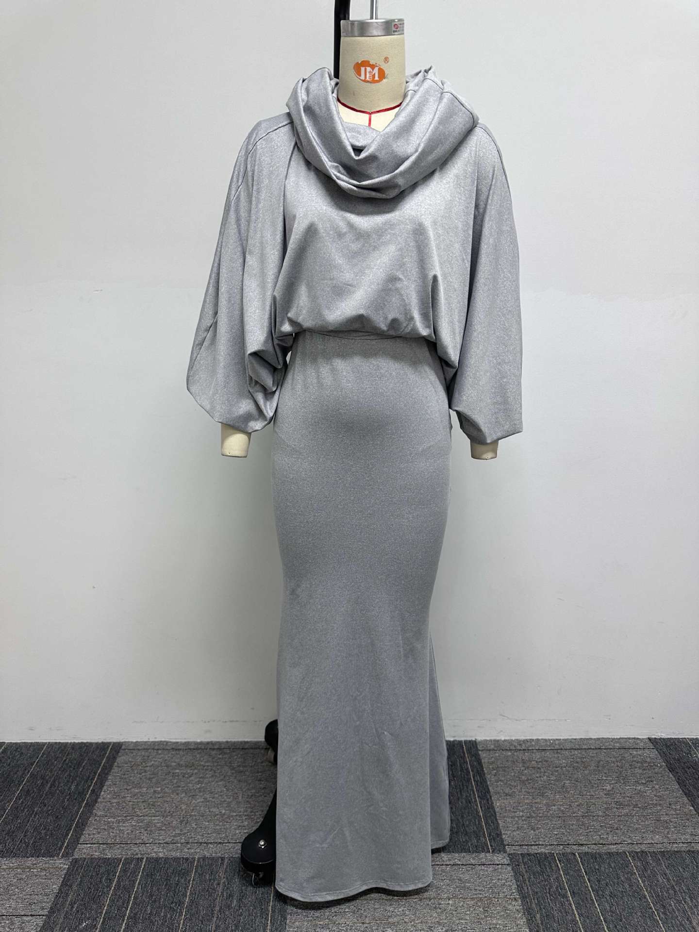 Sweater Dress Outfit | Gray Crop Top Long Sweater Dress Outfit 2-piece Set S / Black Sweater Dress Outfit | Gray Crop Top Long Sweater Dress Outfit 2-piece Set S / Black