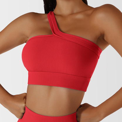 Workout Aesthetic |  White One Shoulder Fitness Bra