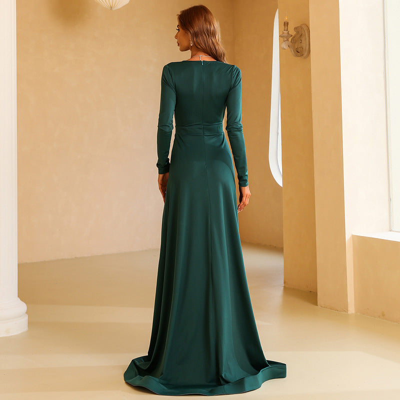 Emerald Green Prom Dress | Minimalist Deep V Prom Dress