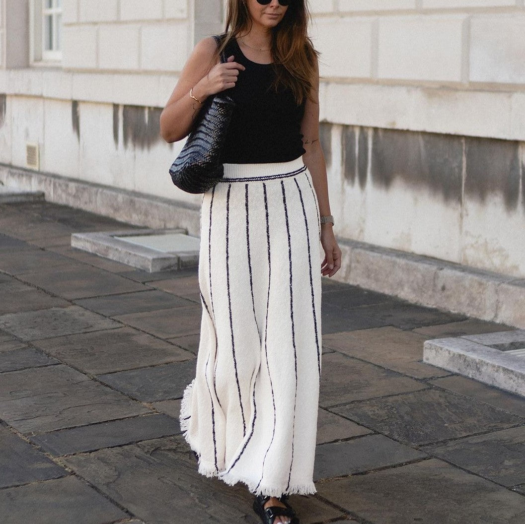 Black and white hotsell vertical striped maxi skirt