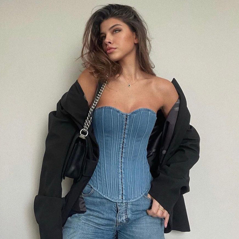Denim corset outfit  Outfits, Corset outfit, Denim corset outfit