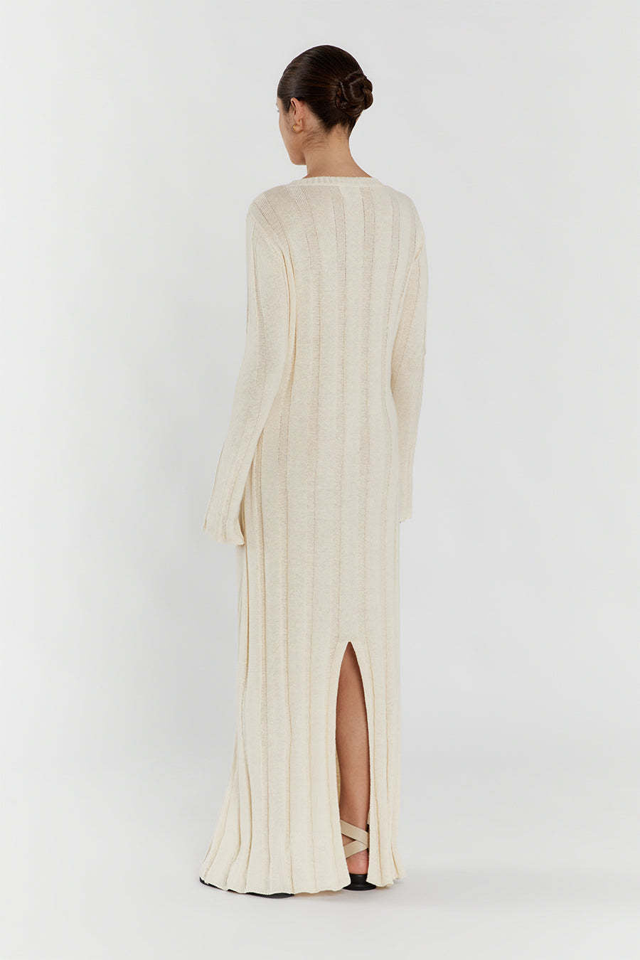Sweater Dresses | Elegant Long Sleeve Knitted Cotton Maxi Dress L / White Sweater Dresses | Elegant Long Sleeve Knitted Cotton Maxi Dress L / White
