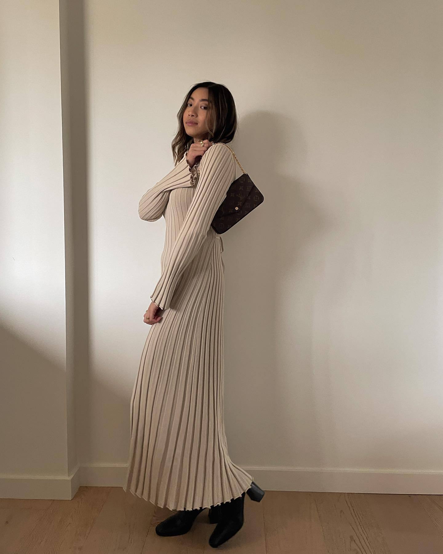 Winter Dresses | Knitted Cotton Long Sleeve Maxi Dress