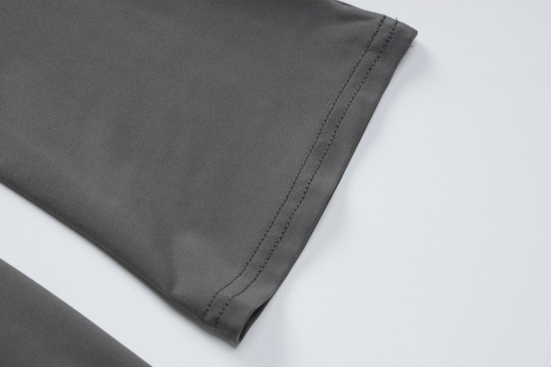 Long Sleeve Dresses | Gray Halter Split Maxi Dress