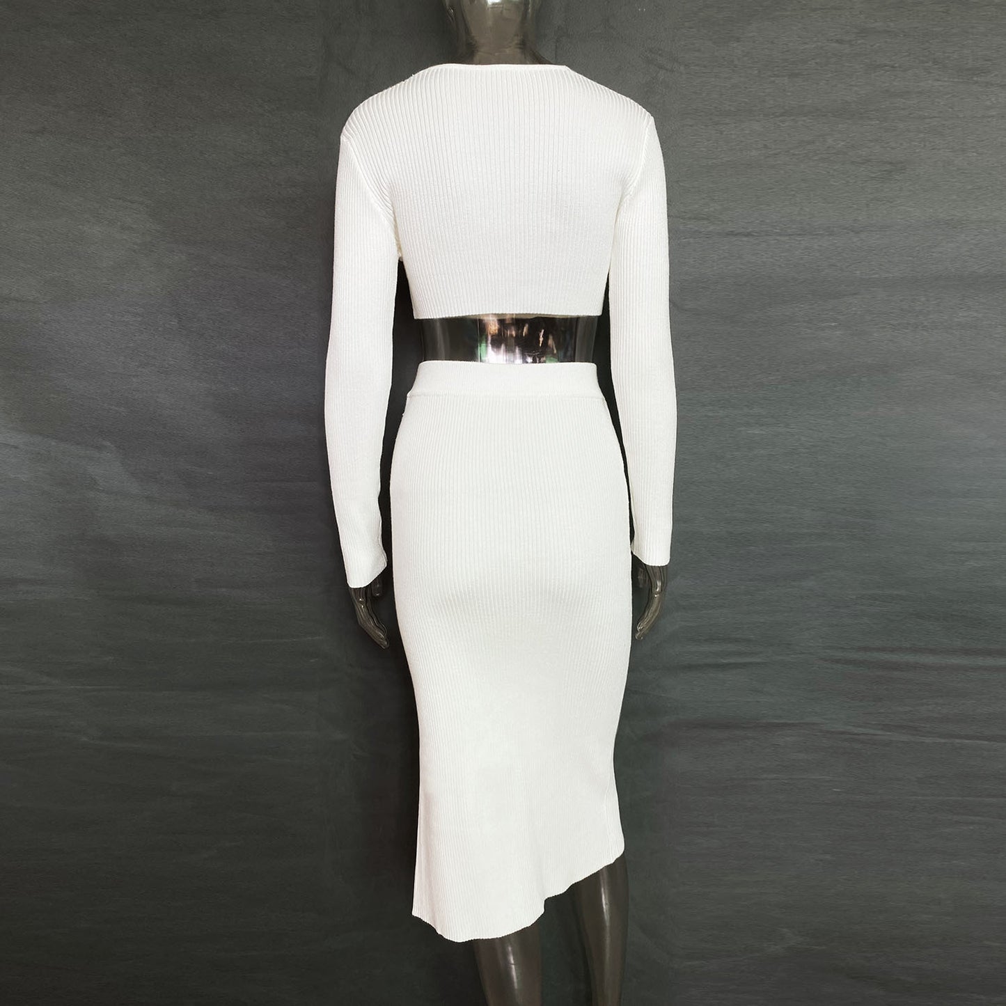 2023 Fashion Trends | Lilac Lavender Haze Sweater Crop Top Skirt Outfit 2-piece Set