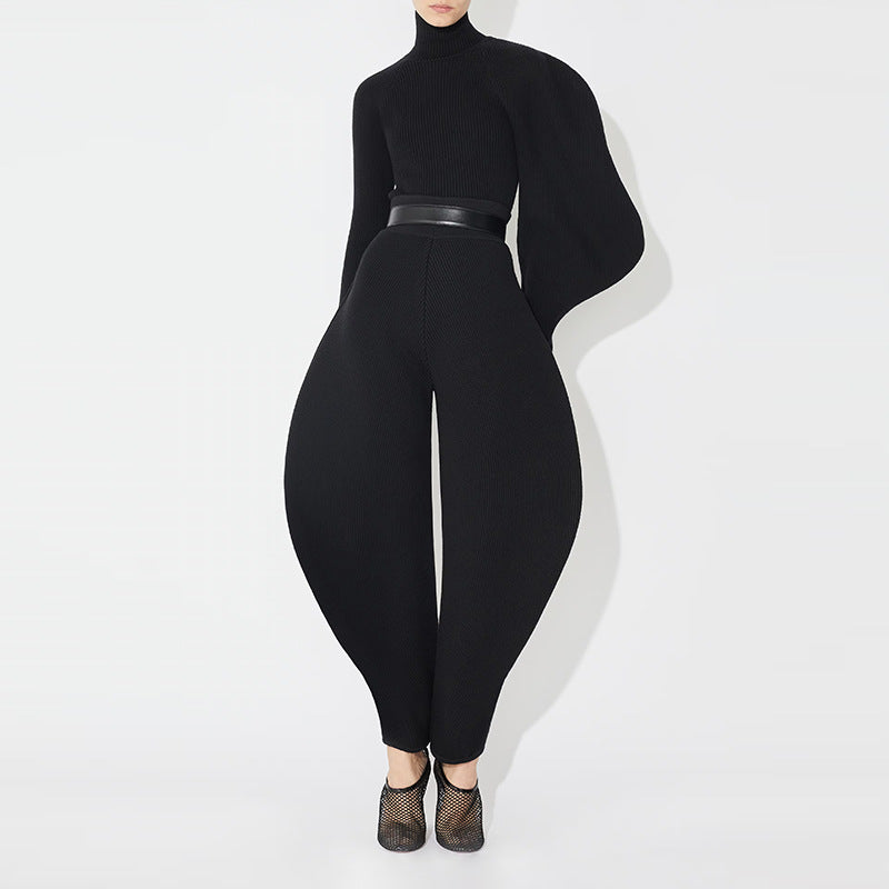 2024 Fashion Trends | 3D Asymmetric Turtleneck Sweater Bodysuit