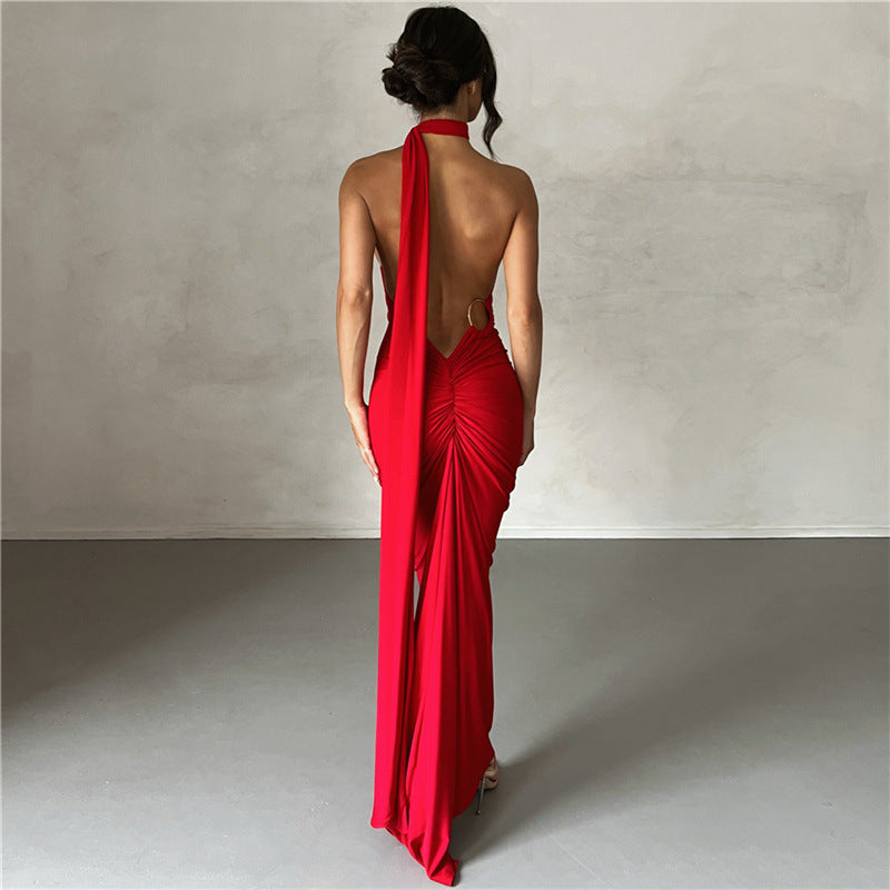 Summer Dresses 2023 | Hot Pink Backless Halter One Shoulder Dress S / White Summer Dresses 2023 | Hot Pink Backless Halter One Shoulder Dress S / White