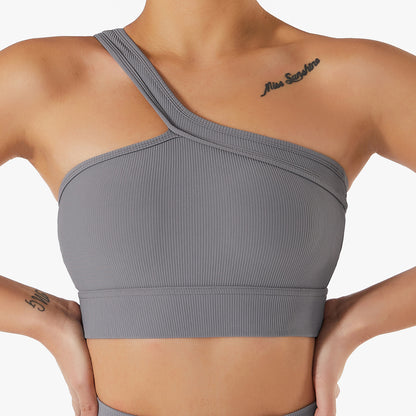 Workout Aesthetic |  White One Shoulder Fitness Bra