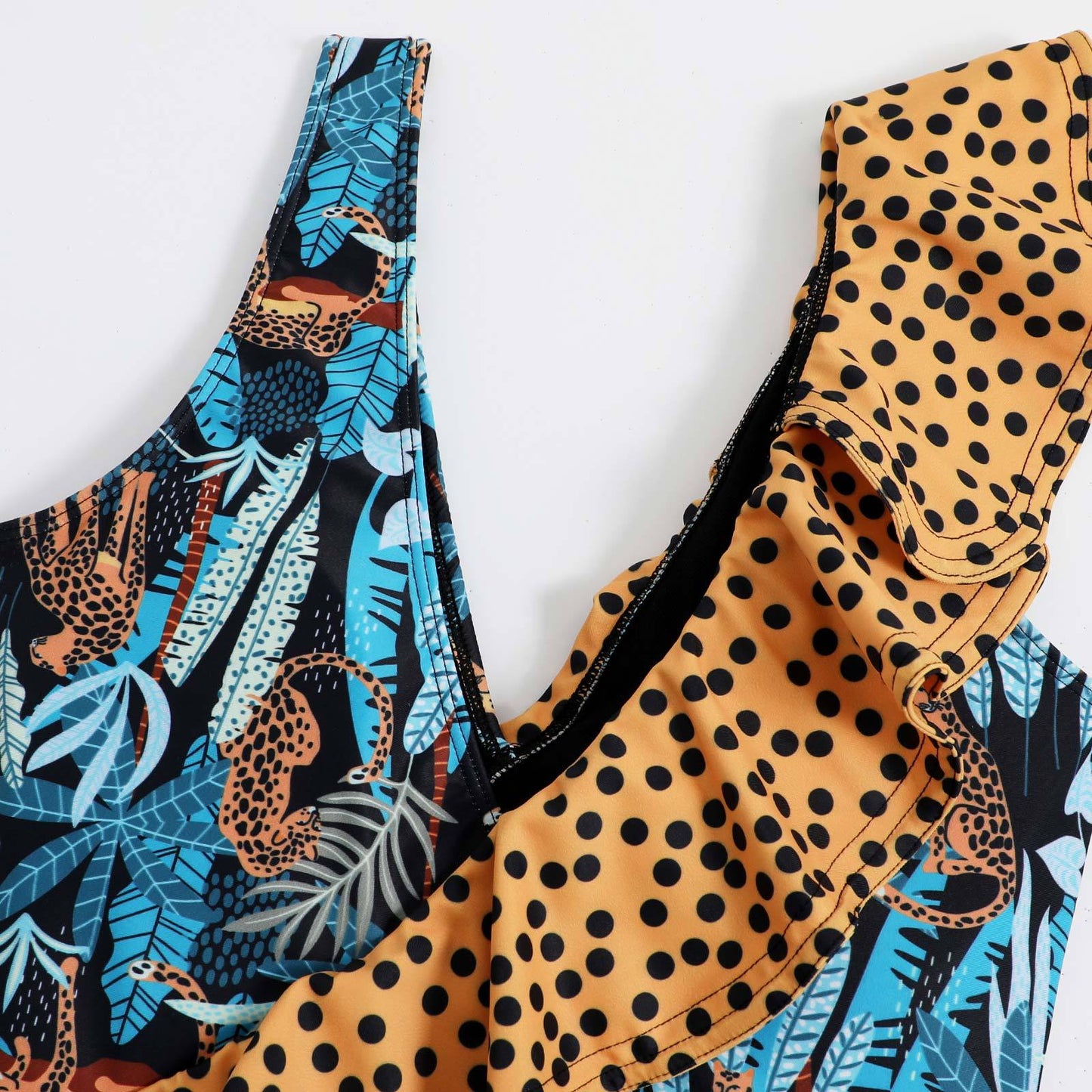 Summer Outfits | Leopard Print Ruffle Swimwear Bikini Chiffon Dress