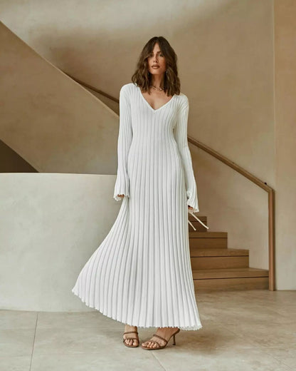 Winter Dresses | Knitted Cotton Long Sleeve Maxi Dress