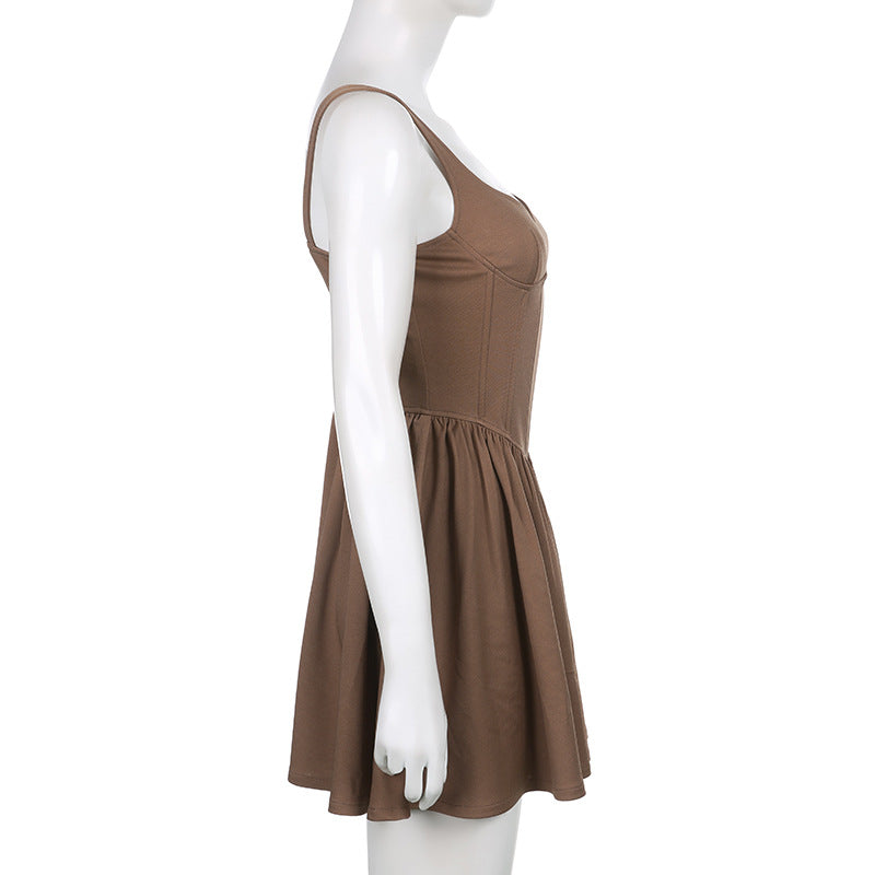 Summer Dresses | Brown Aesthetic Corset Mini Dress