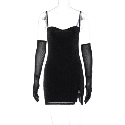 Midnights Aesthetic | Glitter Opera Gloves Mini Dress