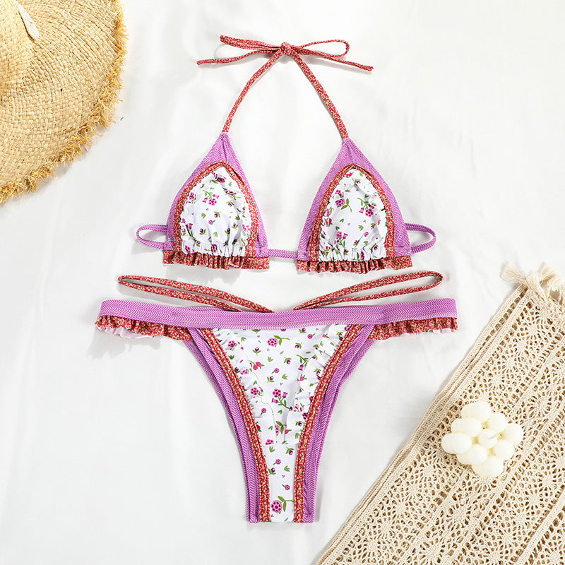 Resort Vacation Outfits | Floral Liberty Crochet Ruffles Mini Bikini