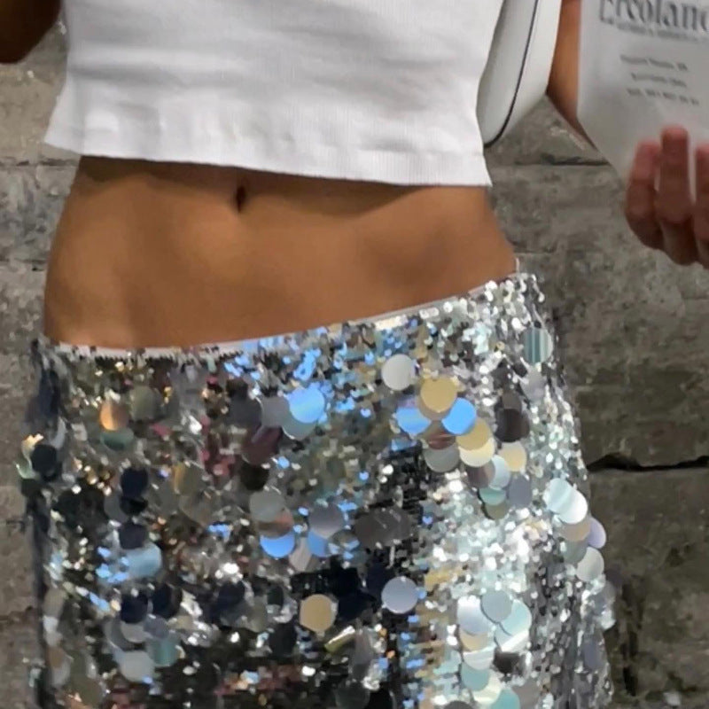 Euphoria Outfits | Handmade Euphoria Multi Layer Silver Sequined Mini Skirt