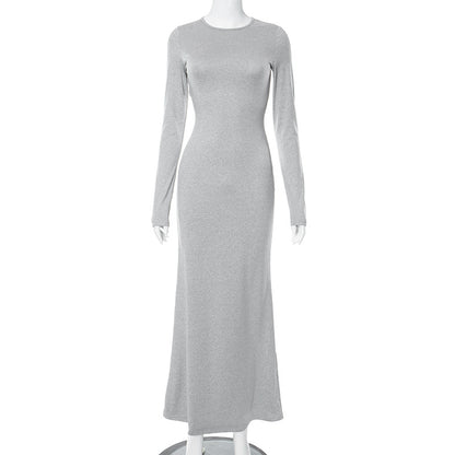 Long Winter Dresses | Round Neck Slim Mermaid Dress