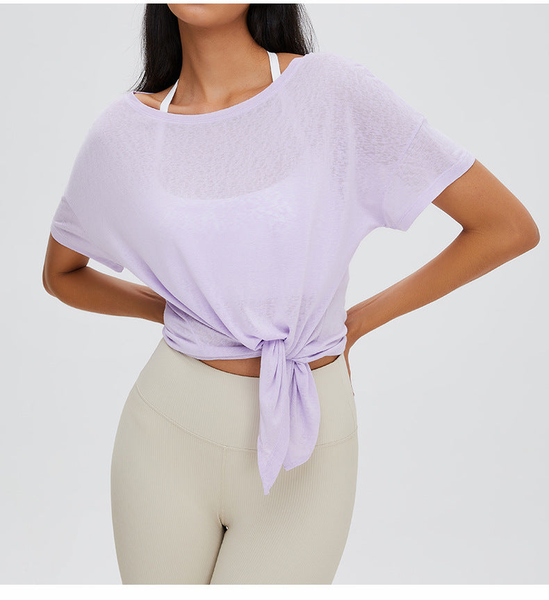2023 Women's Activewear Fashion Trends | Lilac Lavender See-Through Sports Shirt