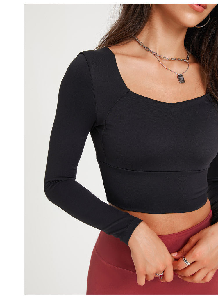 Gym Outfit | Long Sleeve Crop Top Sports Bra