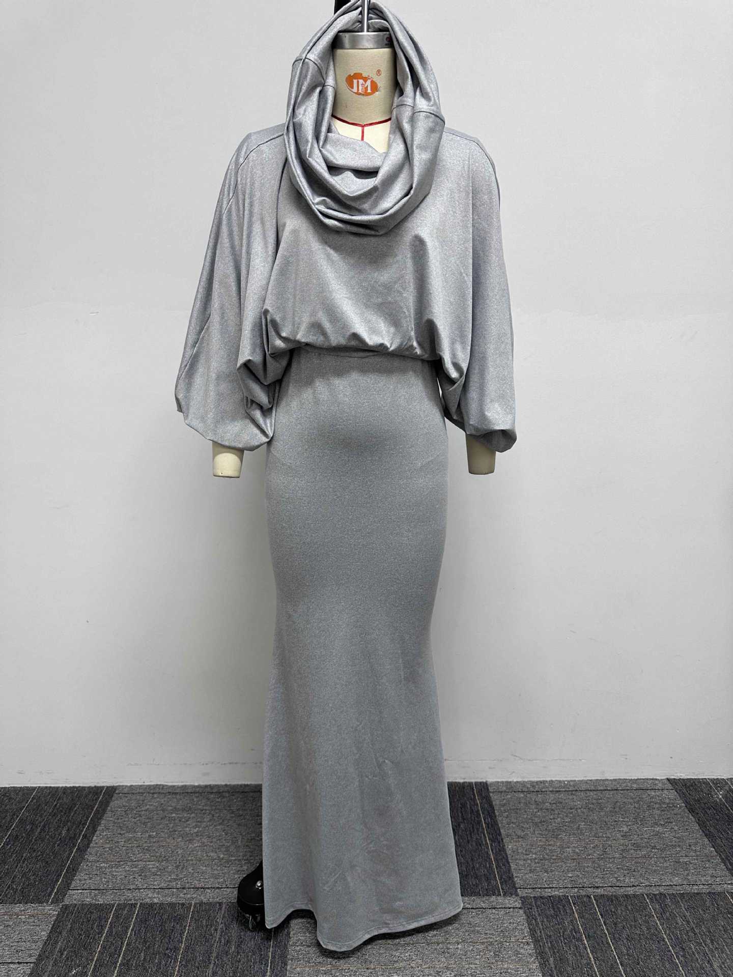 Sweater Dress Outfit | Gray Crop Top Long Sweater Dress Outfit 2-piece Set S / Black Sweater Dress Outfit | Gray Crop Top Long Sweater Dress Outfit 2-piece Set S / Black