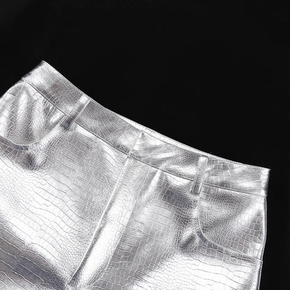 Silver Pants 2023 Trends | Metallic Silver Chrome Pants