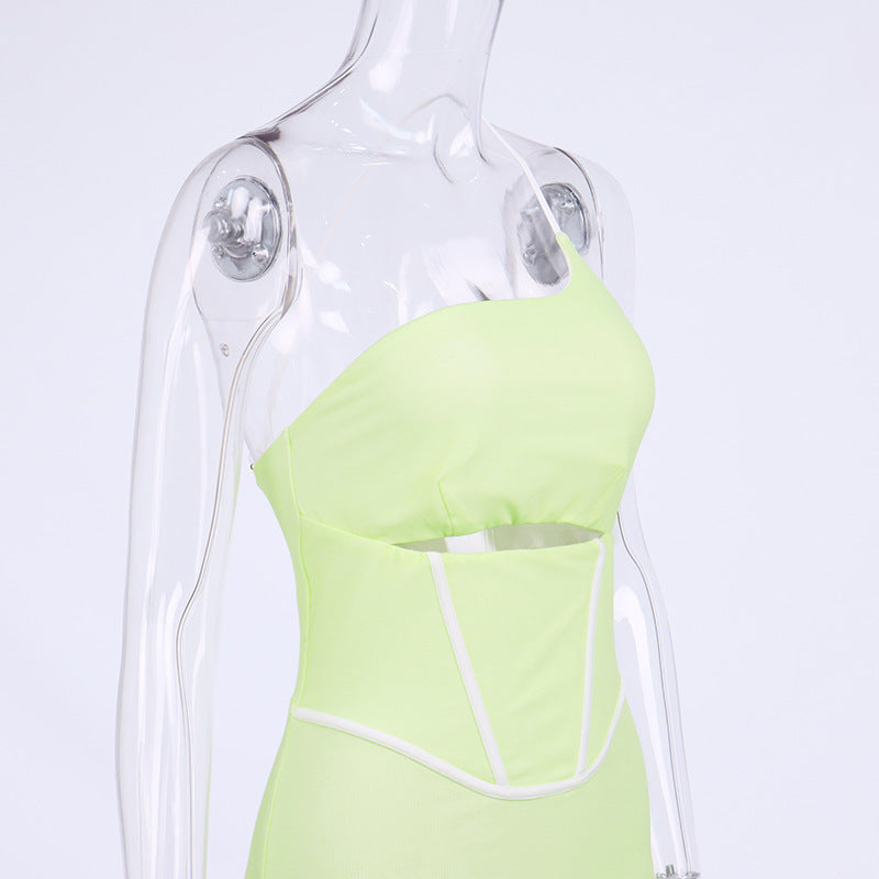Summer Outfits 2023 | Neon Yellow Aesthetic Corset Cu Out Dress