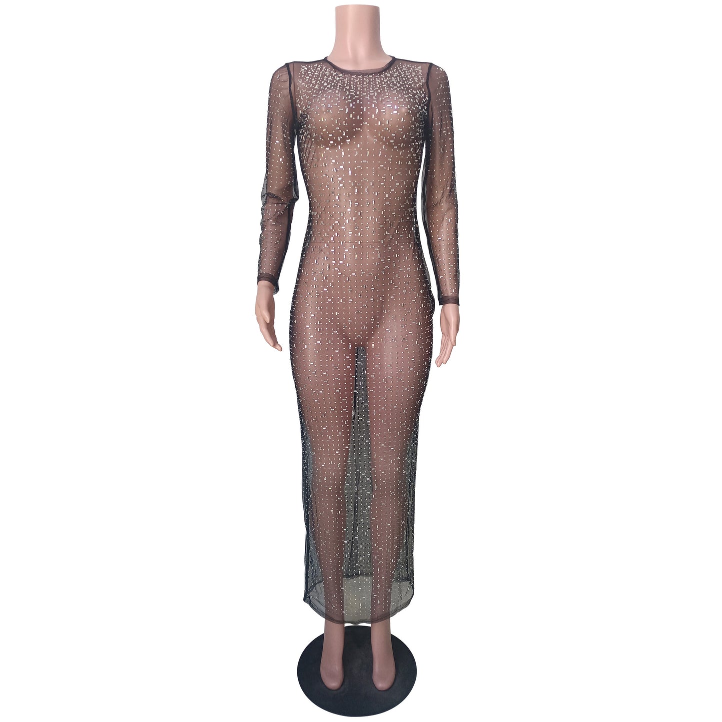 New Years Eve Outfits 2024 | Rhinestone See Through Maxi Dress