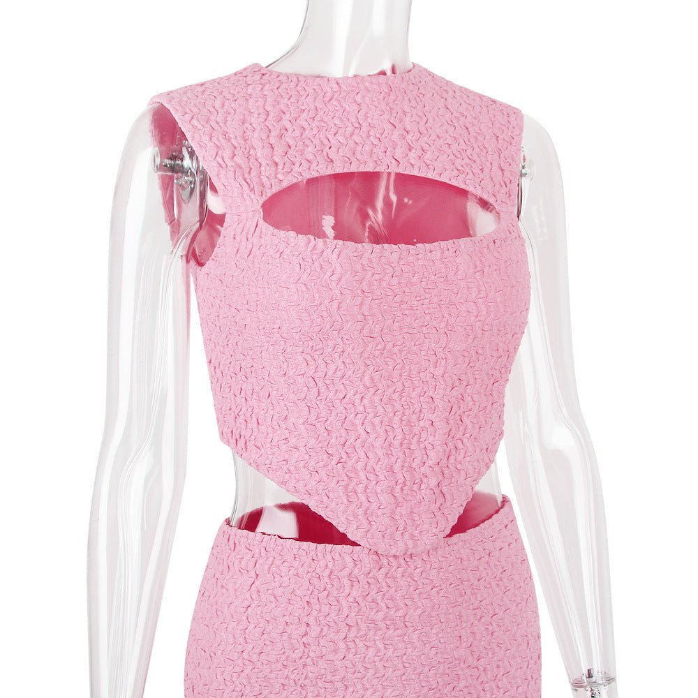Summer Outfits  2023 | Cute Pink Cut Out Corset Mini Skirt Outfit 2-piece Set