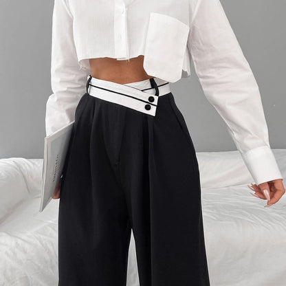 Chic White High Waist Work Black Wide Leg Pants For Women Perfect For Summer  OL Style And Casual Wear From Xue03, $23.19
