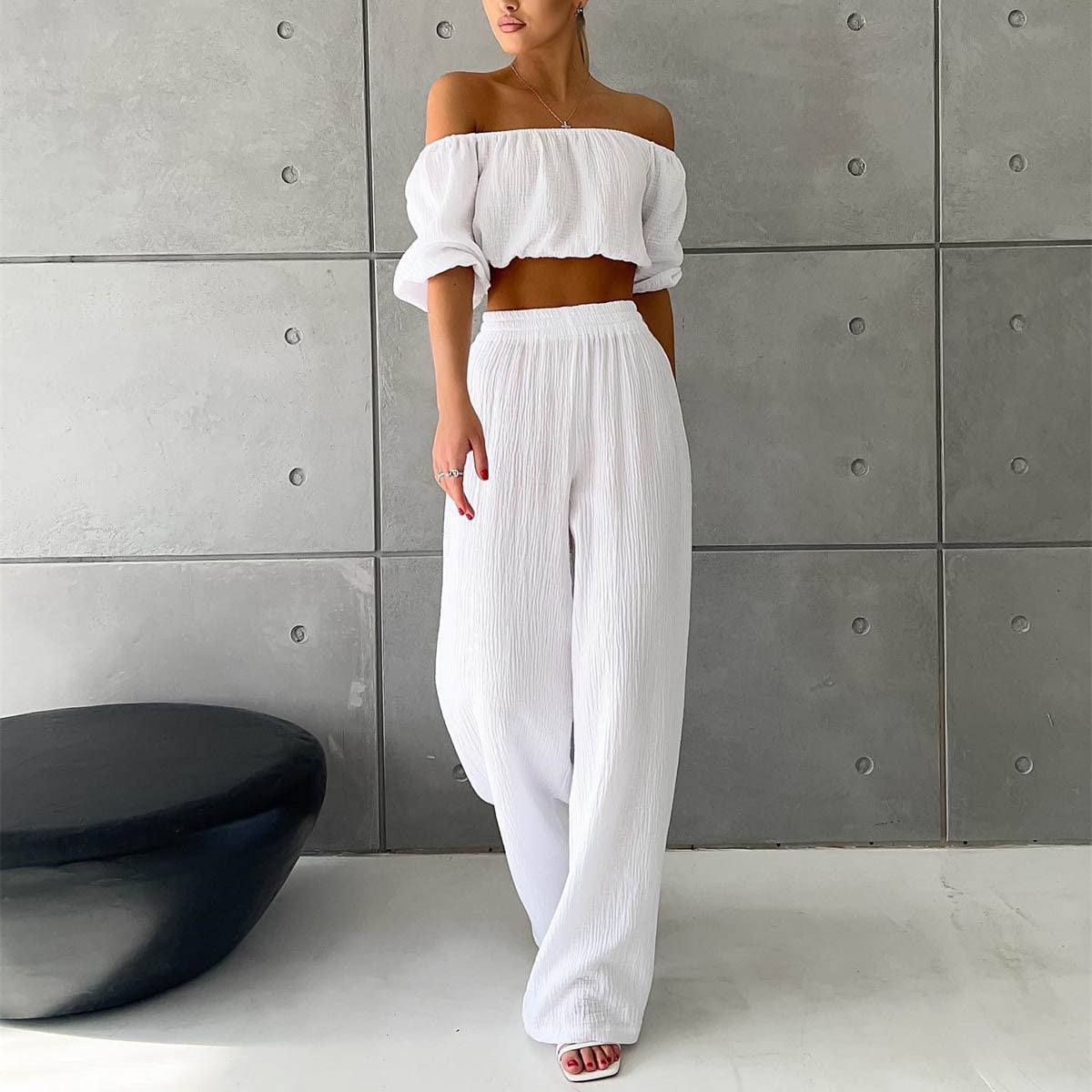 Summer Outfits 2023 | Cotton Crop Top Pants Outfit 2-piece Set