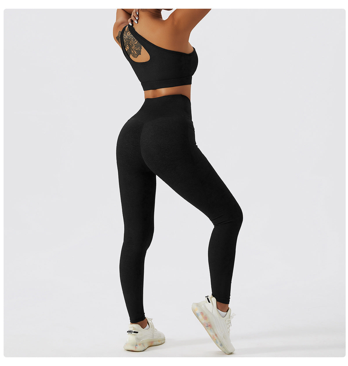 2023 Activewear Fashion Trends | Lilac Lavender One Shoulder Sports Bra and High Waist Leggings Gym Outfit 2-piece Set