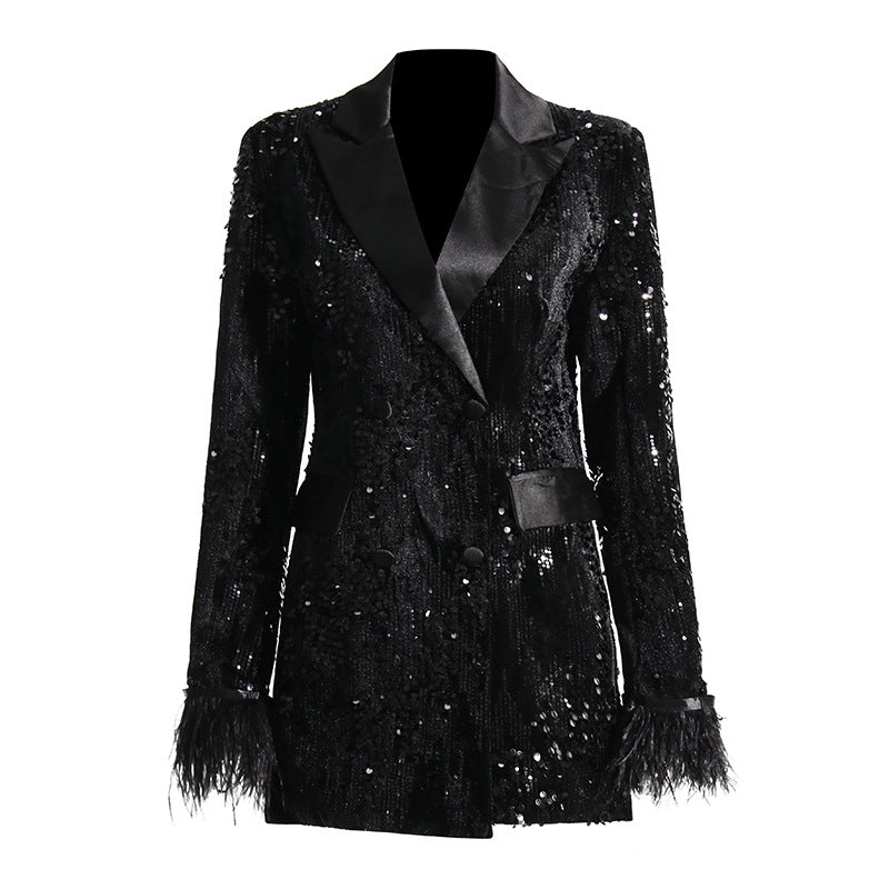 NYE Outfits | Black Glitter Sequined Aesthetic Luxury Blazer