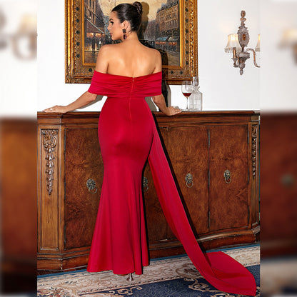 Christmas Outfits | Off Shoulder Long Bow Mermaid Dress