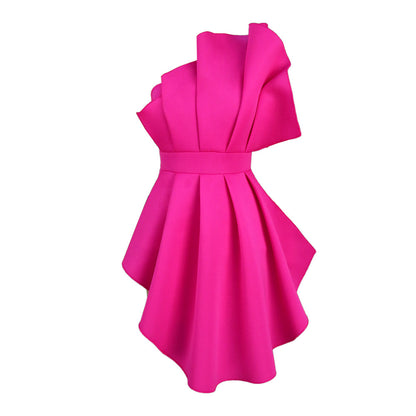 Hot Pink Aesthetic Outfits | Ruffles Asymetrical Blouse Top