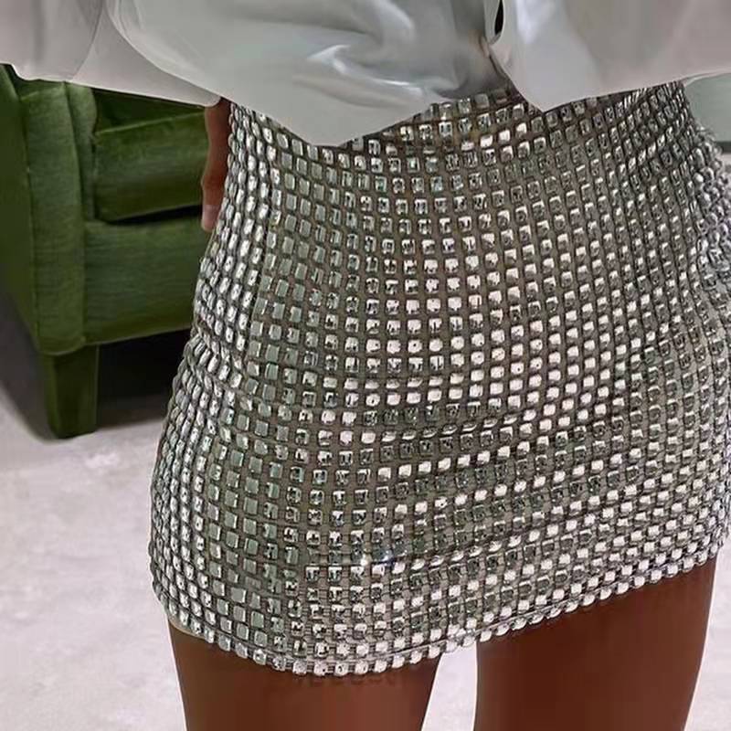Euphoria Outfits | Euphoria Silver Metallic Sequined Mini Skirt