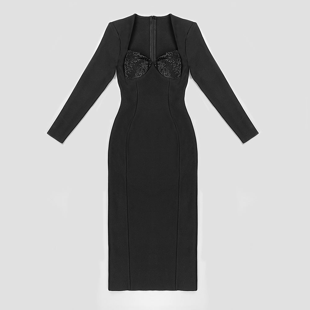 Black Dresses | Elegant Crystals Chic Black Dress