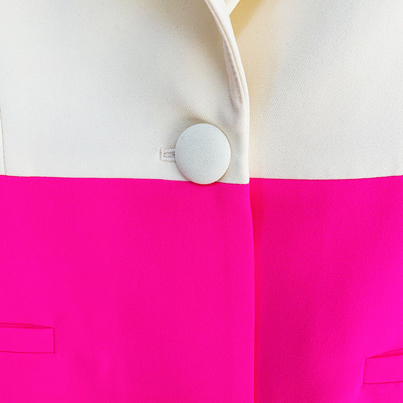 Fall Fits | White Blazer with Hot Pink Contrast Wide Leg Pants