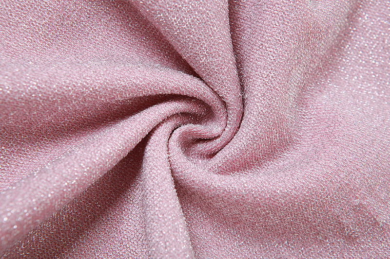 Winter Formal Short Dresses | 2023 Pink Glitter See Through Mini Dress with Opera Gloves Set