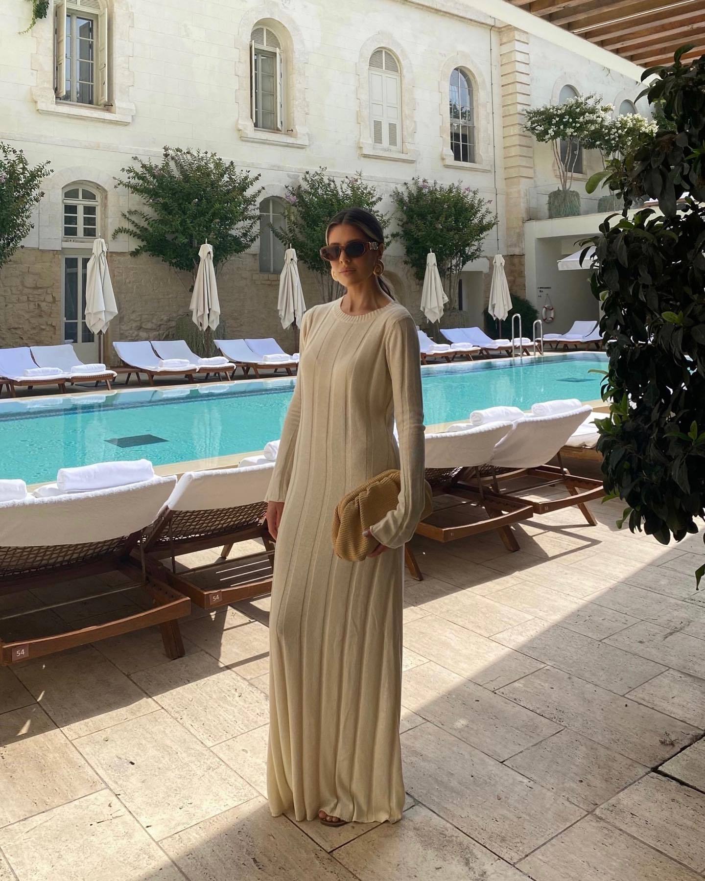 Sweater Dresses | Elegant Long Sleeve Knitted Cotton Maxi Dress L / White Sweater Dresses | Elegant Long Sleeve Knitted Cotton Maxi Dress L / White