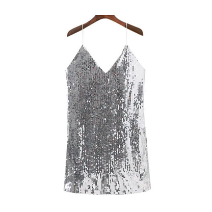NYE Outfits | Silver Sequined Aesthetic Mini Dress