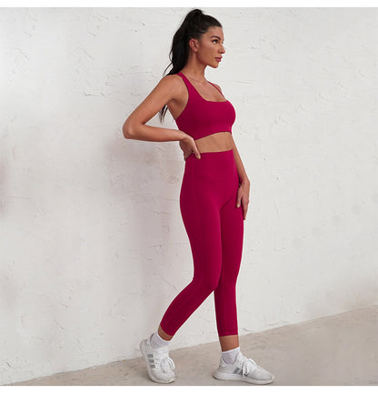 Fashion Trends 2023 | Lilac Sports Bra Top High Waist Leggins Gym Outfit  2-piece Set