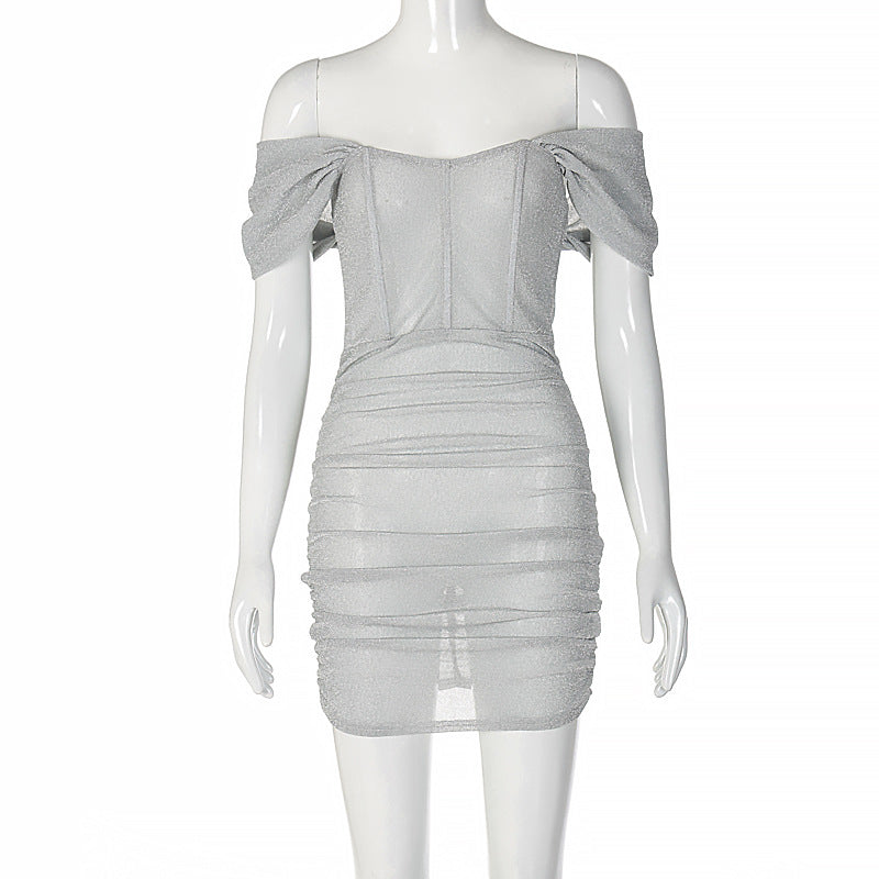 Baddie Birthday Dress | Off Shoulder Glitter Dress