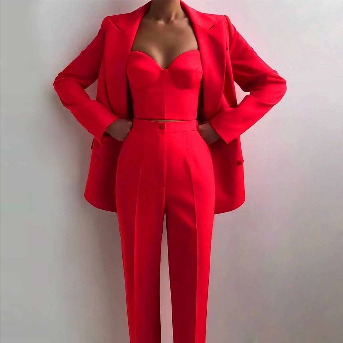 Fall Fits | Red Elegance Blazer Outfit 3-piece set