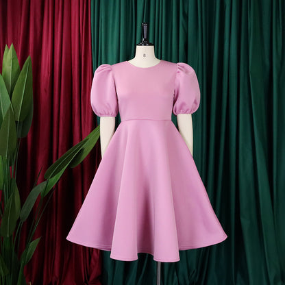 Elegant Summer Dresses | Neon Puff Sleeve Princess Dress