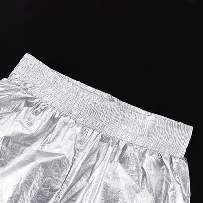 Fall Outfits | Futuristic Metallic Silver Wide Leg Pants
